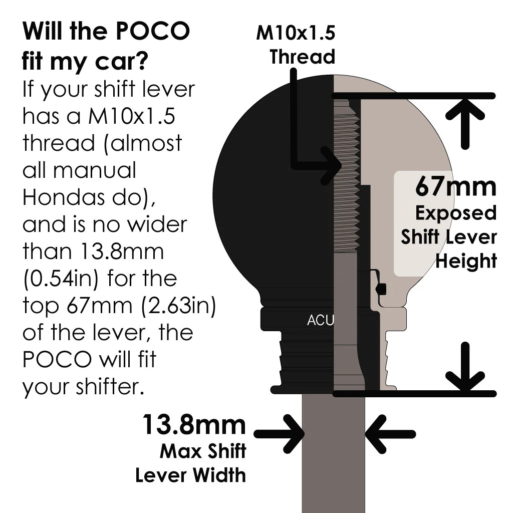 POCO Insulated Low-Profile Shift Knob in Black (M10X1.5) - Image 8