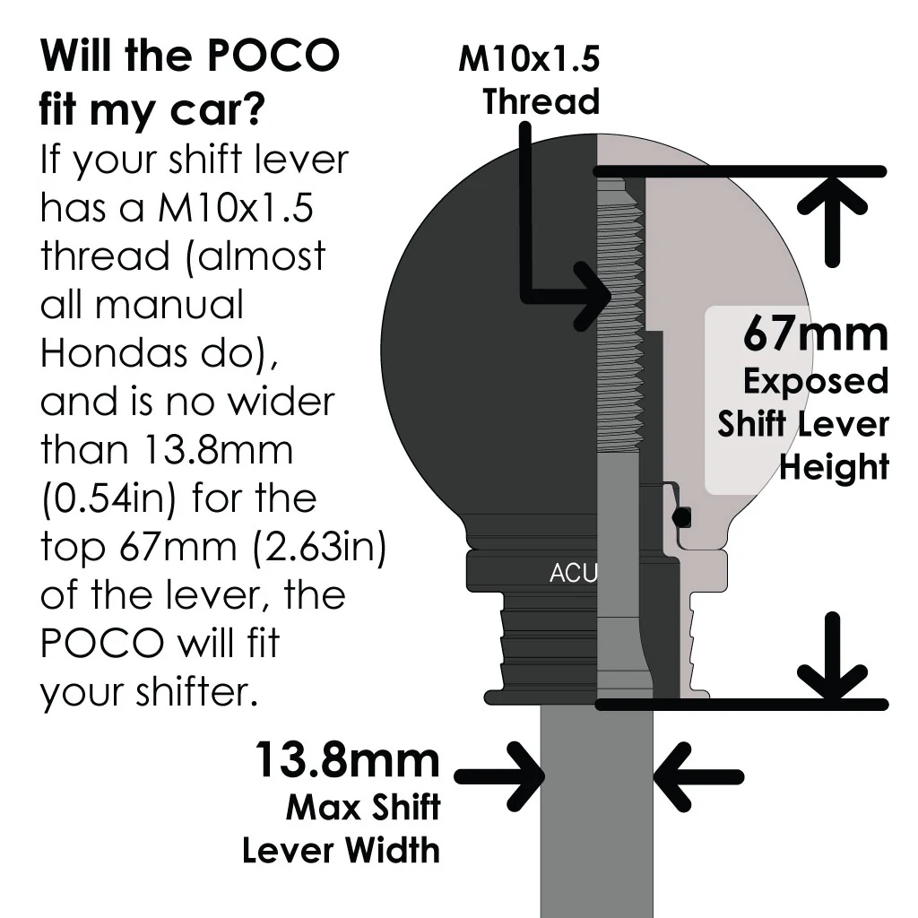 POCO Low-Profile Shift Knob in Satin Black Finish (M10X1.5) - Image 9