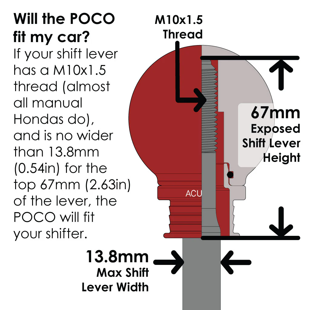 POCO Low-Profile Shift Knob in Satin Red Finish (M10X1.5) - Image 9