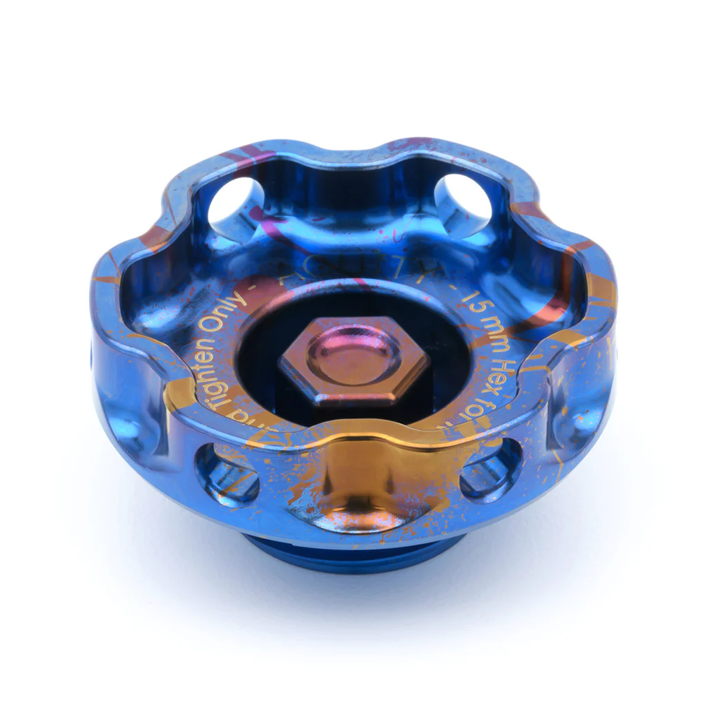 Podium-Ti Oil Cap in Splatter Titanium Finish for Hondas/Acuras - Image 10